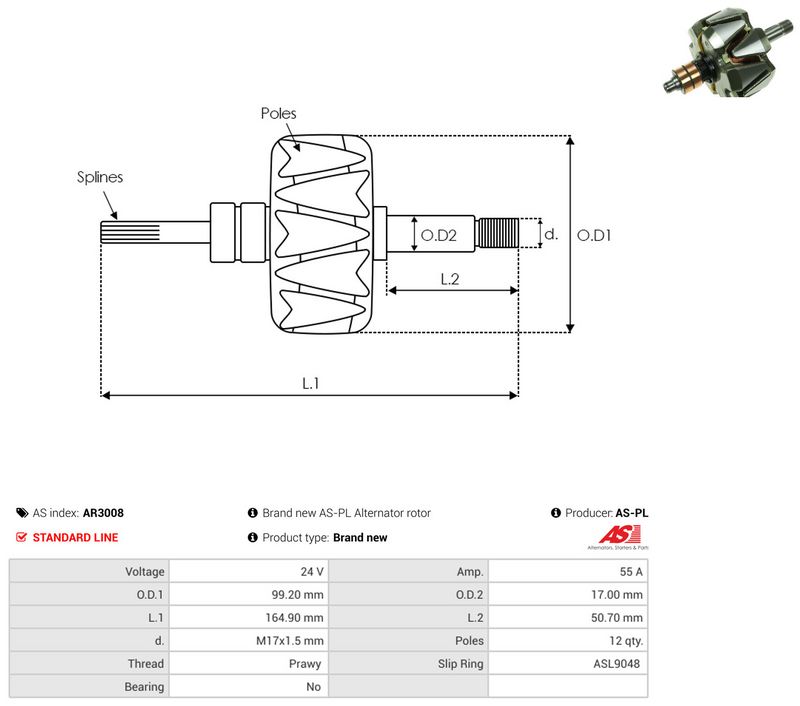 AS-PL AR3008 Rotor, alternator