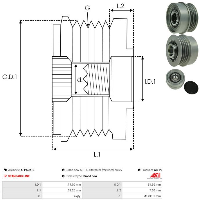 AS-PL AFP5021S Alternator Freewheel Clutch