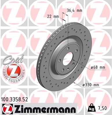 ZIMMERMANN féktárcsa 100.3358.52