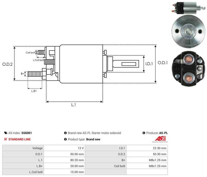 Magnetlülitus, starter, AS-PL SS6001