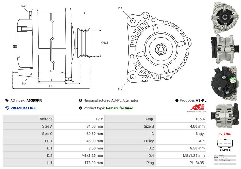 AS-PL A0399PR Alternator