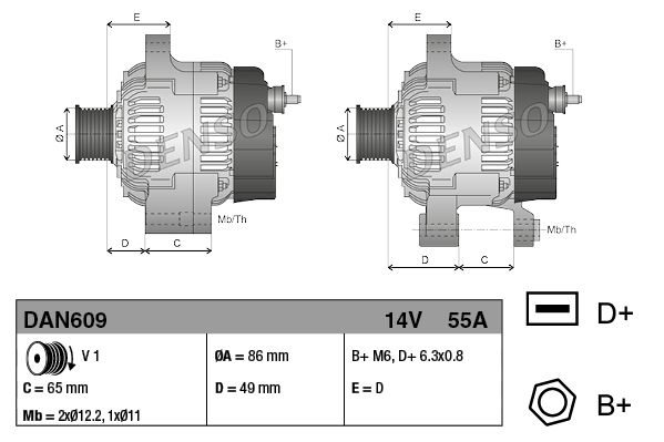 DENSO DAN609 Alternator