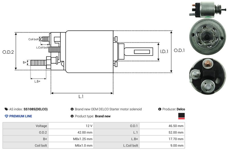 Magnetlülitus, starter, AS-PL SS1085(DELCO)