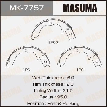 Комплект гальмівних колодок, Masuma MK-7757