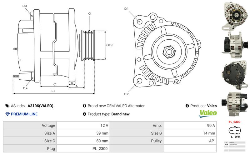 AS-PL A3196(VALEO) Alternator