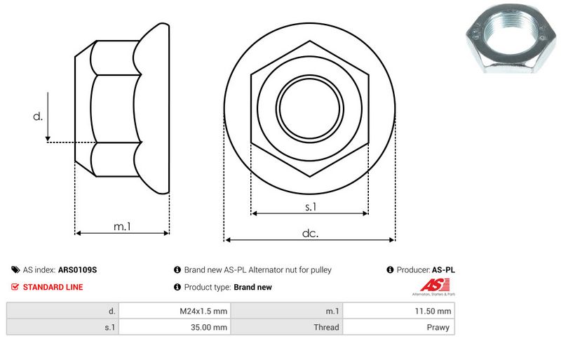 AS-PL ARS0109S Repair Set, alternator