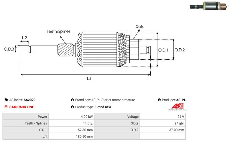 AS-PL SA2029 Armature, starter