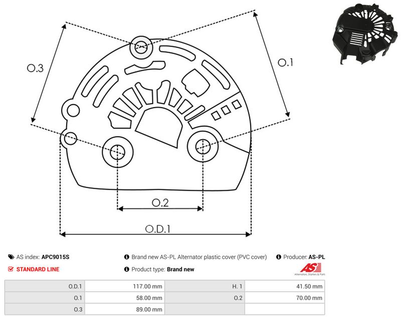 Kaitsekate, generaator, AS-PL APC9015S