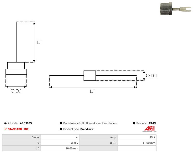 AS-PL ARD9033 Rectifier, alternator