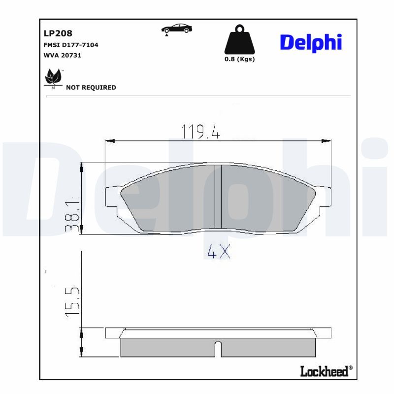BREMSBELAGSATZ SCHEIBENBREMSE DELPHI LP208