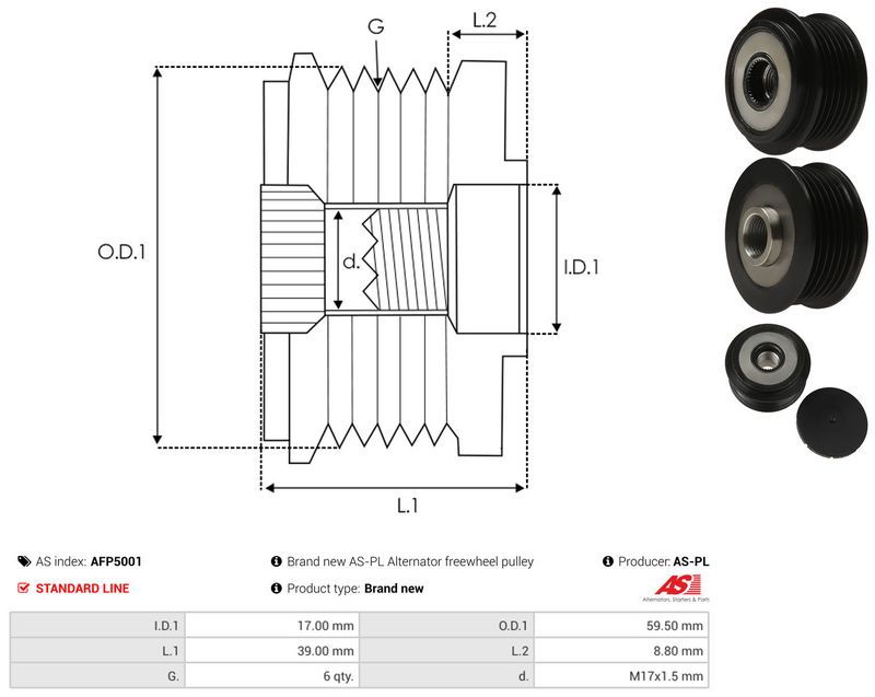 AS-PL AFP5001 Alternator Freewheel Clutch