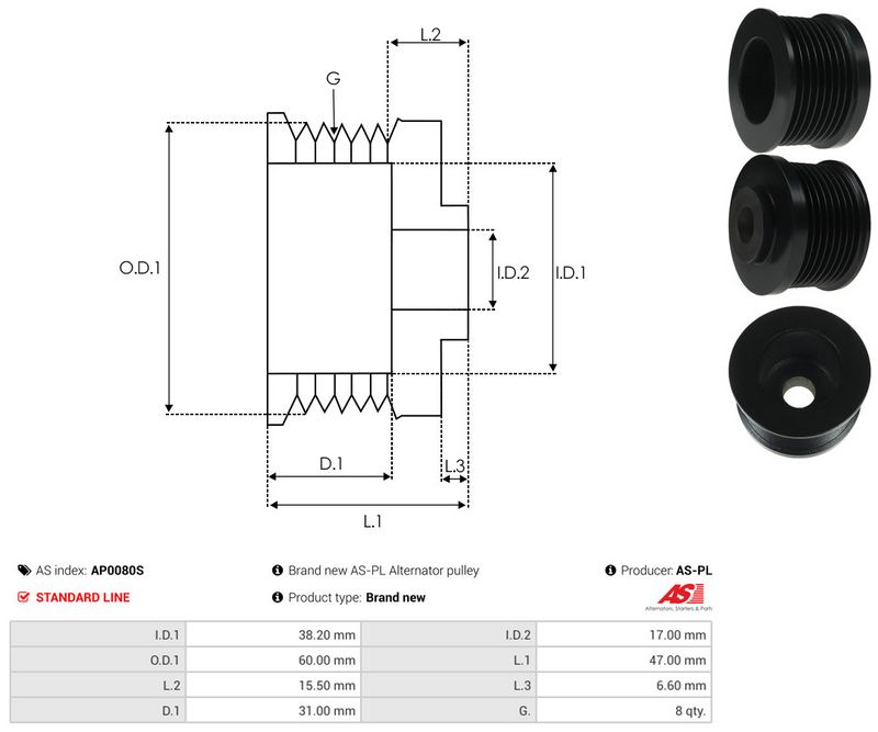 Rihmaratas, generaator, AS-PL AP0080S