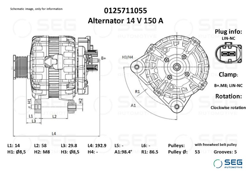 SEG Automotive 0125711055 Generatorius