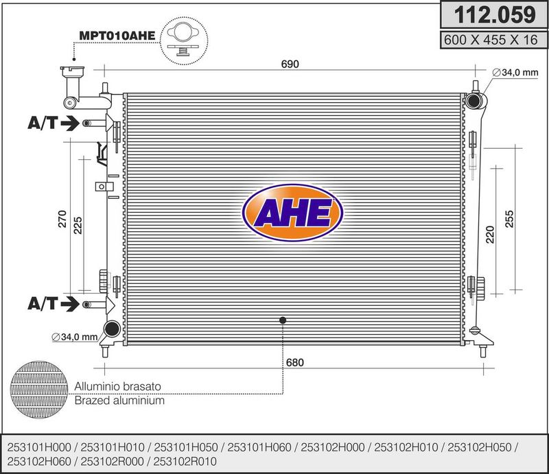 Випарник кондиціонера -03 RENAULT Master II 97-10; OPEL Movano A 98-10 7701205590