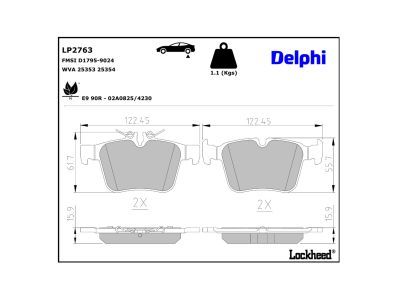 DELPHI LP2763 Brake Pad Set, disc brake