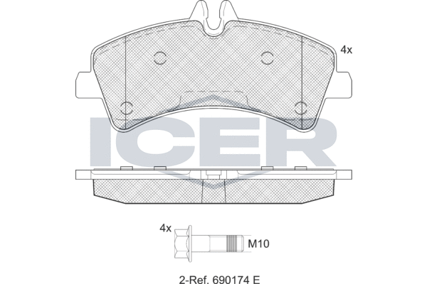 Комплект гальмівних накладок, дискове гальмо, Icer LM1849