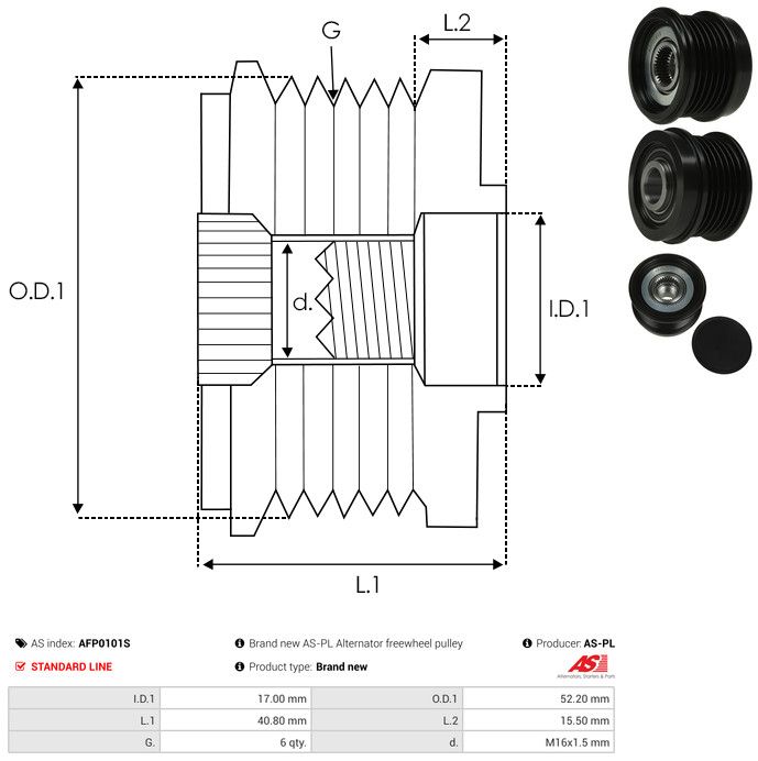 AS-PL AFP0101S Alternator Freewheel Clutch