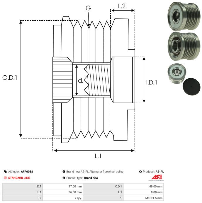 AS-PL AFP0058 Alternator Freewheel Clutch