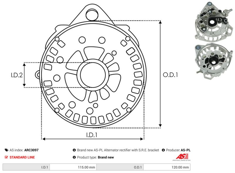 AS-PL ARC3097 Rectifier, alternator