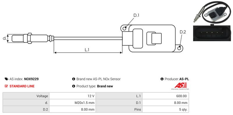 AS-PL NOX9229 NOx daviklis