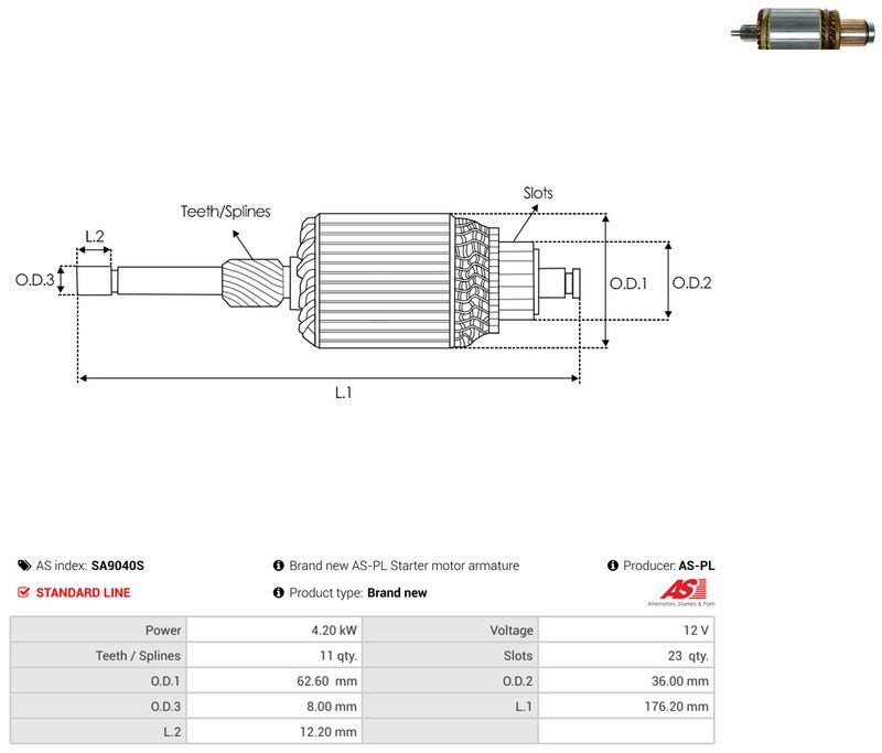 Ankur, starter, AS-PL SA9040S