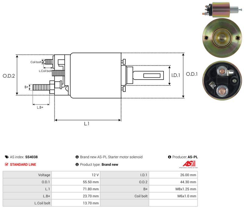AS-PL SS4038 Solenoid Switch, starter