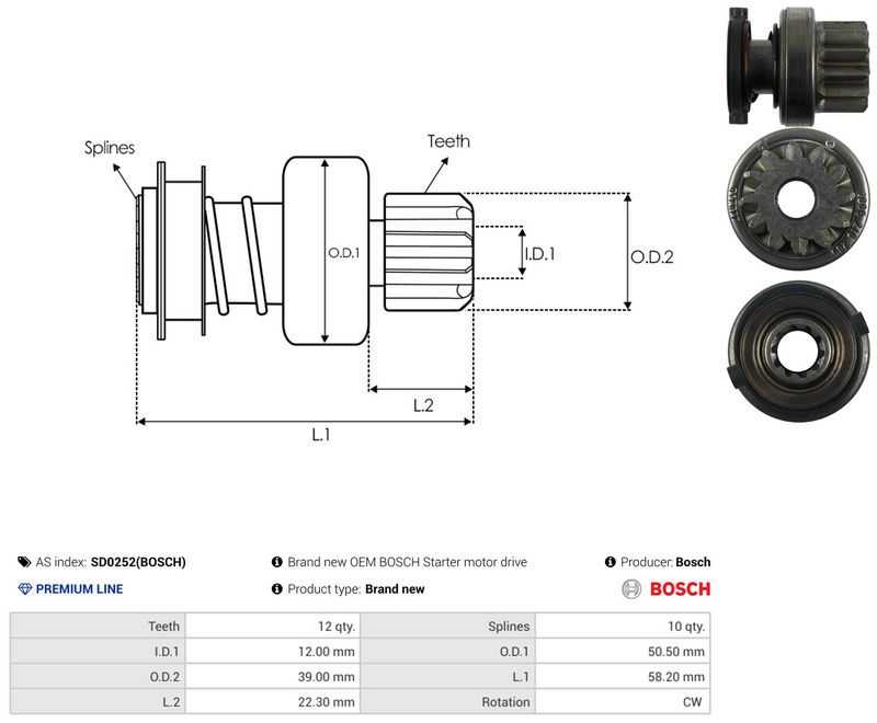AS-PL SD0252(BOSCH) Freewheel Gear, starter