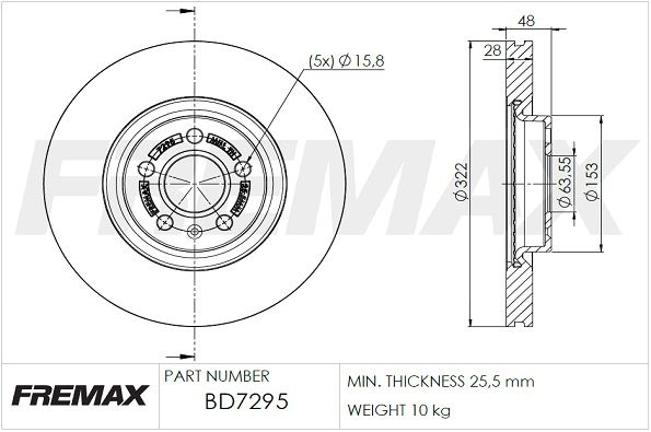 FREMAX BD-7295 Stabdžių diskas