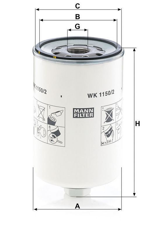 Kütusefilter, MANN-FILTER WK 1150, 2