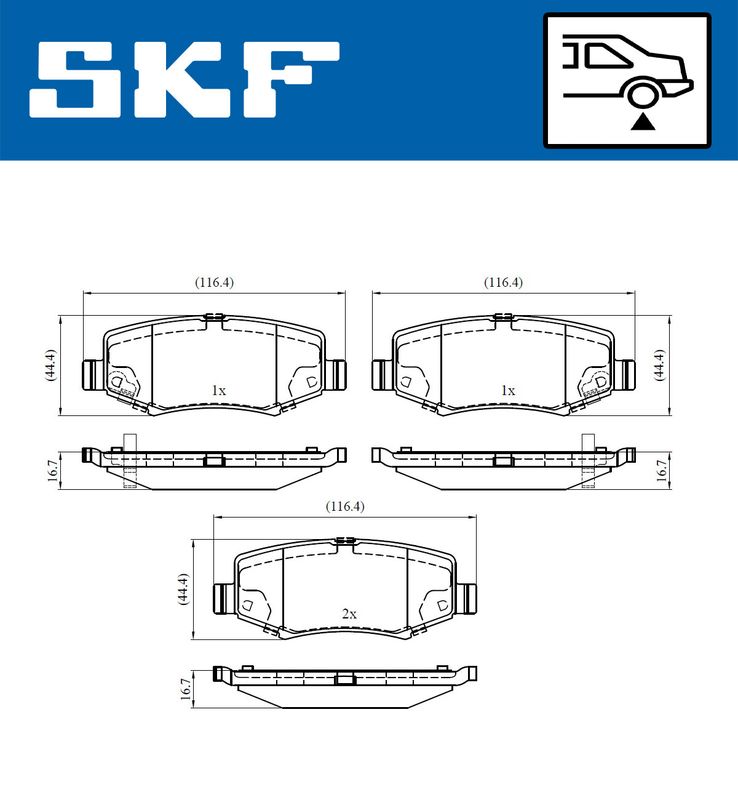 Комплект гальмівних накладок, дискове гальмо, Skf VKBP90374A