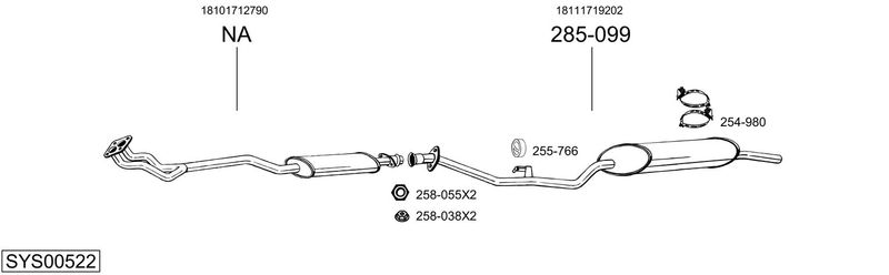 BOSAL kipufogórendszer SYS00522