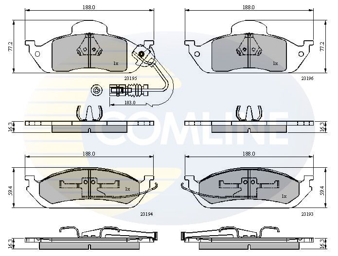 Комплект гальмівних накладок, дискове гальмо, Comline CBP1911