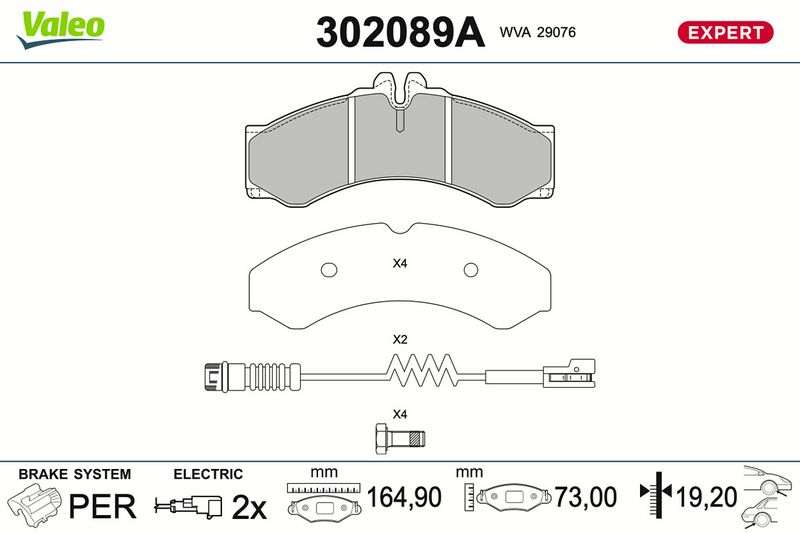 Sada brzdových destiček, kotoučová brzda 302089A
