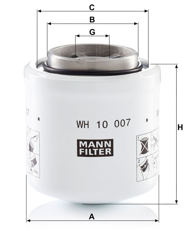 Hydraulisch filter (geschroefd) past: ALLIS CHALMERS 260, 460, HD16, HD16D, HD16DP, TR260, TS260E  BUCYRUS-ERIE 40R, 50R (ELECTRIC)  DEUTZ FAHR 100 A, 75 A, 85 A, 95 A, 100 MK3, 120 MK3, 130