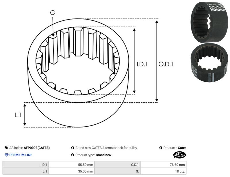 Rihmaratas, generaator, AS-PL AFP0093(GATES)