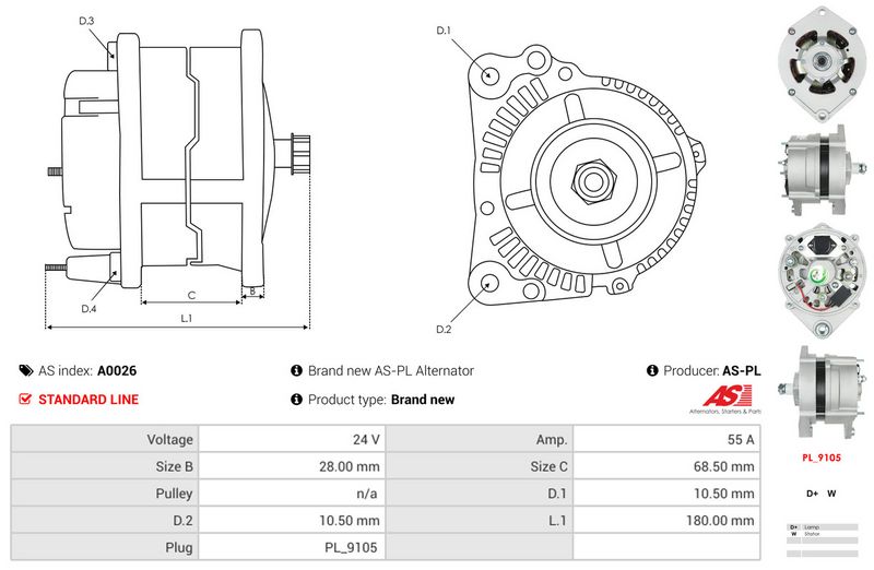 AS-PL A0026 Alternator
