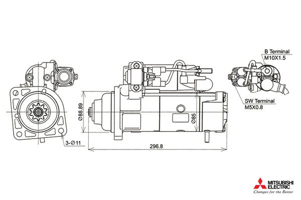 startér IRISBUS, IVECO Stralis/Trakker 24V/5kW - 10 zubů M008T61671