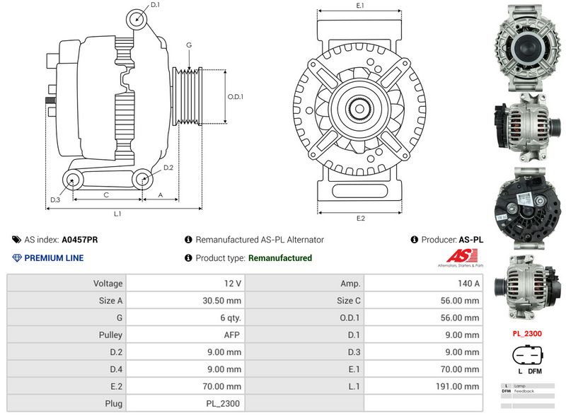 AS-PL A0457PR Alternator