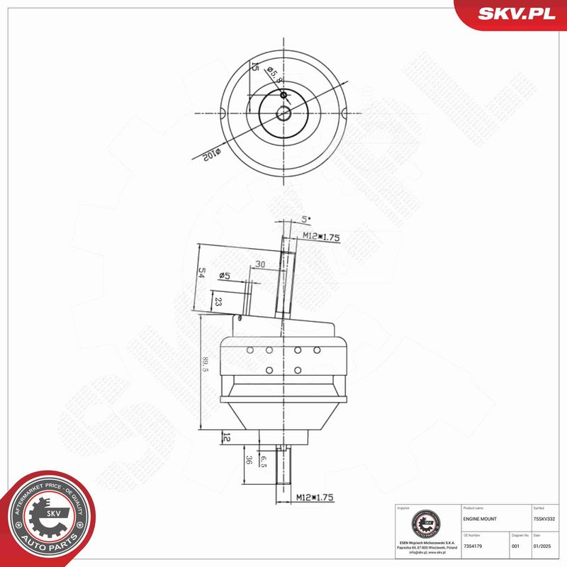 ESEN SKV 75SKV332 Variklio pagalvė