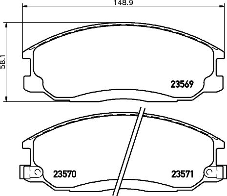 Комплект гальмівних накладок, дискове гальмо, Hella 8DB355009-991