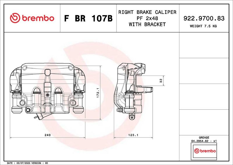 BREMBO FBR107B Brake Caliper