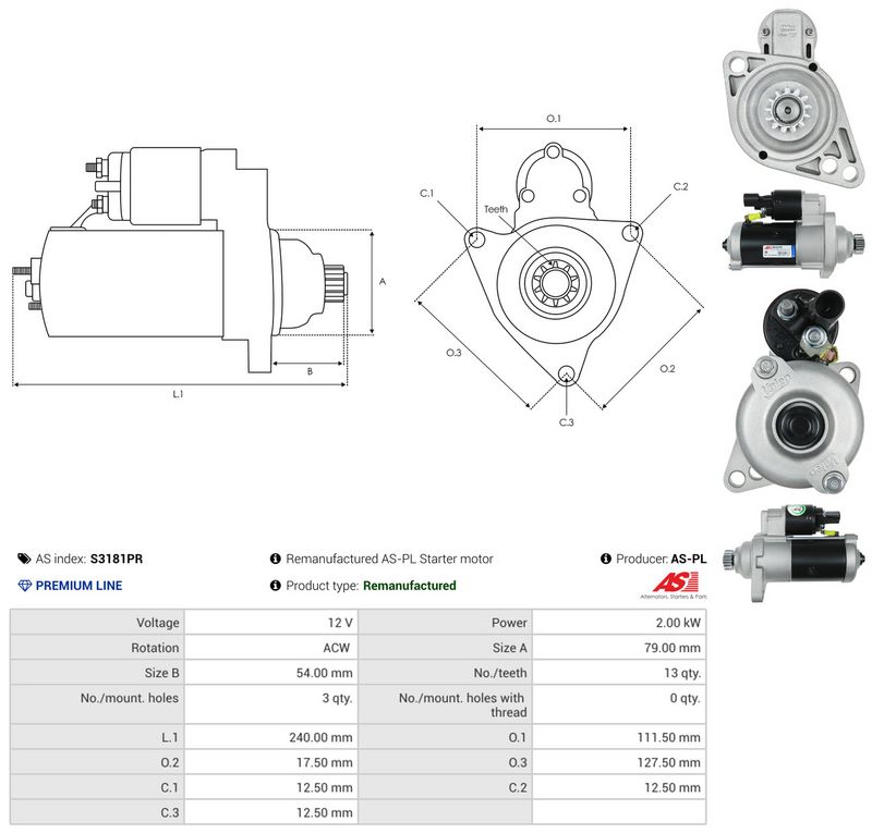 Starter, AS-PL S3181PR