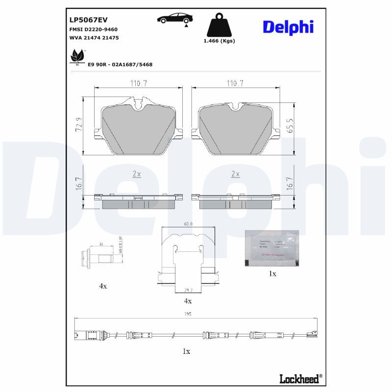 DELPHI LP5067EV Brake Pad Set, disc brake