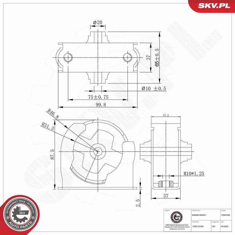 ESEN SKV 75SKV262 Mounting, engine