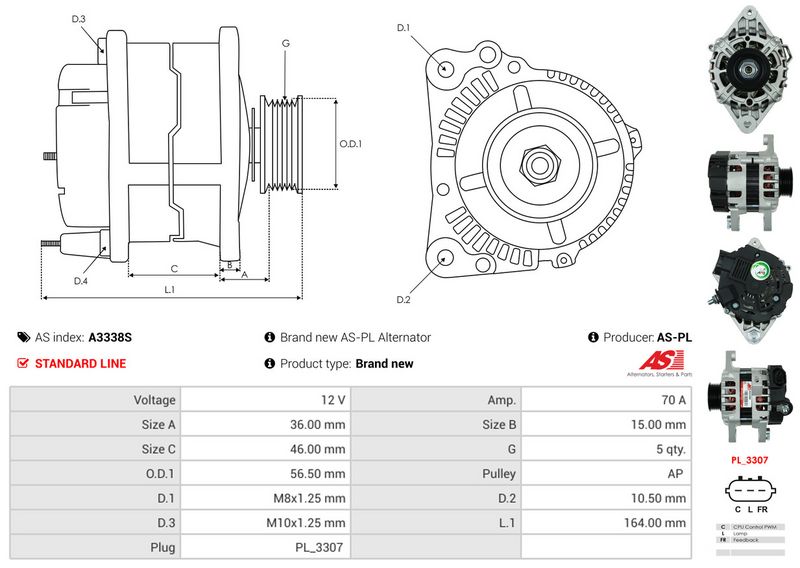 AS-PL A3338S Alternator