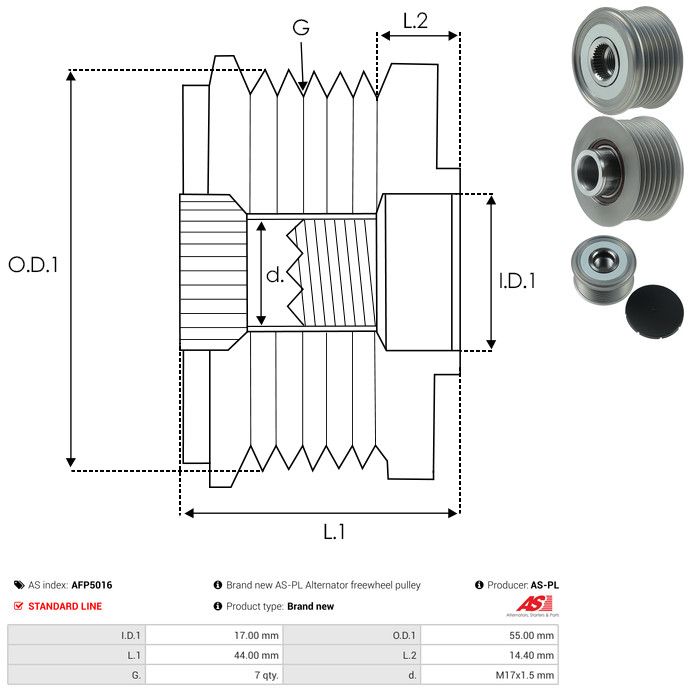 AS-PL AFP5016 Alternator Freewheel Clutch