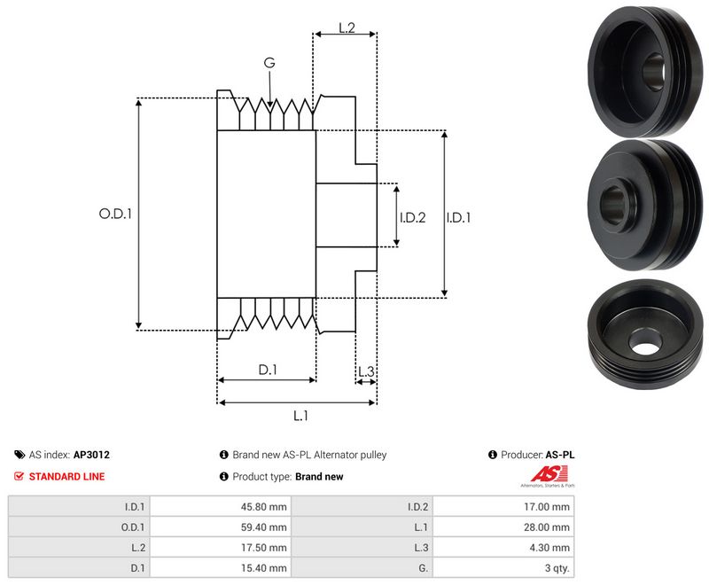 Rihmaratas, generaator, AS-PL AP3012