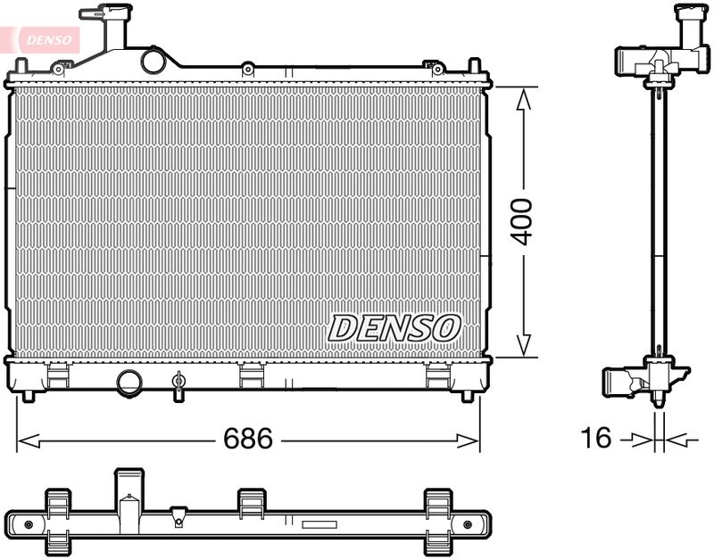 Радіатор, система охолодження двигуна, Denso DRM45056