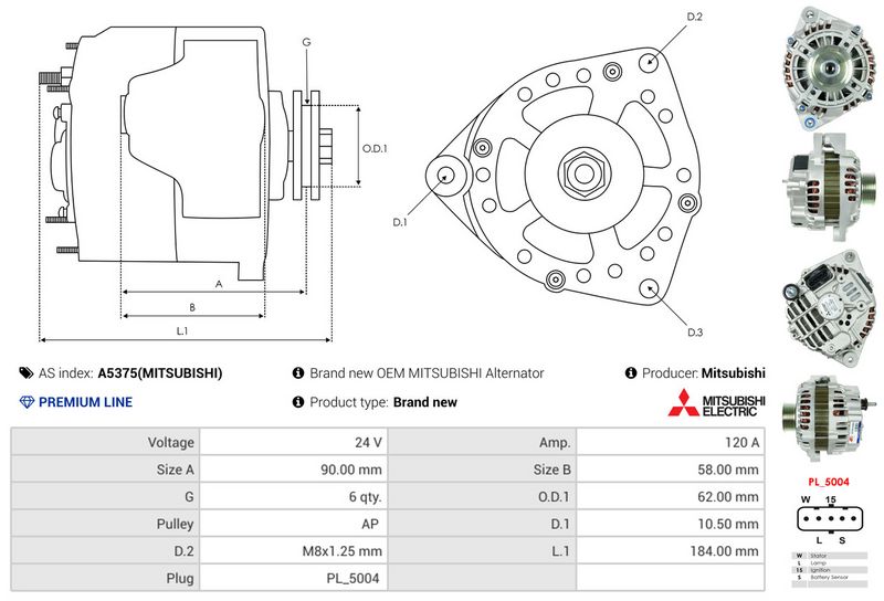 AS-PL A5375(MITSUBISHI) Alternator
