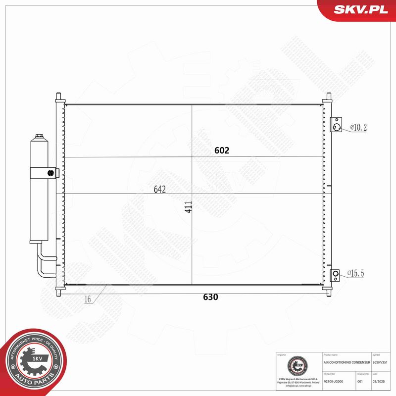 ESEN SKV 86SKV351 Condenser, air conditioning